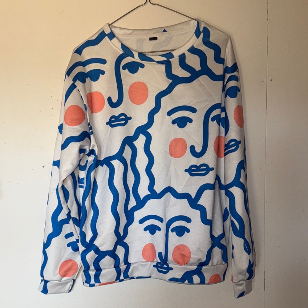 Abstract Face Sweatshirt - All-Over Print